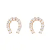 Aretes de Herradura Brillantes de Plata de Ley S925 con Diamantes Completos para Mujer, Chapados en Oro K, Aretes Simples y Elegantes en Forma de U