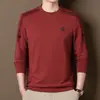 Moletom Masculino Gola Redonda 2025 Outono e Inverno Novo Estilo Manga Longa High-End Casual Soltinho Cor Sólida Top para Jovens e Meia-Idade