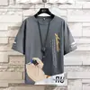 Camiseta de hombre de estilo chino de moda para verano, corte holgado, top de hombre de manga corta de estilo Ins de moda para verano