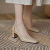 Zapatos de Moda Nuevos para Mujer 2026 Primavera/Verano, Zapatos de Tacón Grueso para Mujer, Punta Cuadrada Hueca, Tacones Altos Estilo Hada Retro Venta al por Mayor