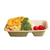 Caja de Almuerzo Desechable Biodegradable de Pulpa Ligera para Ensalada para Llevar Caja de Paja Pulpa de Caña de Azúcar Rectangular Americana para Almuerzo
