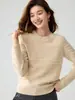 Suéter de tricô gola redonda em cashmere para mulheres, novo suéter texturizado versátil para o início do outono de 2026