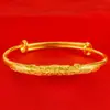 Pulseira de Ouro a Vácuo com Filigrana Esculpida à Mão, Pulseira Flor Zui Yin da Moda e Popular, Pulseira Flor Desabrochando e Riqueza