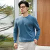 Suéter 100% Caxemira Pura Outono/Inverno Nova Moda Gola Redonda Pulôver Casual Cor Sólida Quente Suéter de Tricô