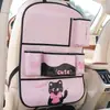 Bolsa de Armazenamento para Encosto de Carro Gato Rosa Desenho Animado Caixa de Armazenamento de Mesa de Refeição Multifuncional Lixeira de Carro Bolsa Suspensa de Armazenamento