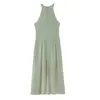 Roupas Femininas 2026 Primavera Novo Estilo Europeu e Americano Moda Simples Emagrecedor Camada de Bolo Gola Halter Vestido Floral