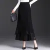 Falda para Mujer con Adorno de Encaje 2026 Otoño Nueva de Cintura Alta Adelgazante de Longitud Media Irregular Falda Larga Elegante