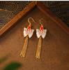 Nuevo estilo chino retro nacional moda mariposa pendientes nicho diseño sentido étnico Hanfu accesorios borla pendientes collar traje