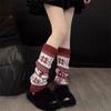 Calcetines de invierno de moda Fair Island, nuevos y a la moda, que combinan con todo, cálidos, con dobladillo y calcetines de punto de jacquard con botas de nieve.