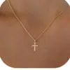 Amazon Transfronterizo Nuevo Collar Cruz Pequeño Colgante Lateral Largo Estilo Retro Francés Joyería para Mujer