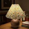 Luminária de cabeceira para quarto nórdico pastoral floral plissada estilo francês, luz decorativa ambiente romântico de quarto principal de meados do século vintage