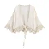 Ins Moda Europeia e Americana Transfronteiriça 2026 Nova Moda Elegante Roupas Femininas Atacado Solto Versátil Amarrar Proteção Solar Saída de Praia Top