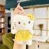 Vestido Estilo Chanel con Lazo Llavero de Peluche de Gato Muñeco Suave Lindo Colgante para Mochila Accesorio Femenino Regalo Pequeño