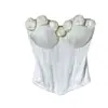 Top de Vestido Blanco sin Tirantes con Embellecimiento de Rosa Blanca Tridimensional de Lujo Ligero