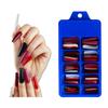 Uñas de Manicura de Ataúd en Forma de T de Color Mixto Navideño Transfronterizo Caja Azul Parche Completo Usable Uñas Postizas Largas de Ballet