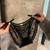 Lencería Caliente y Sexy para Mujer, Tanga de Encaje con Cordones a la Cintura Baja con Encaje, Bragas de Algodón Semi-Transparentes con Aberturas en la Entrepierna