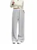 Calça de Moletom Feminina Reta Simples Estilo Europeu e Americano Transfronteiriça, Outono e Inverno Solta Emagrecedora Cintura Elástica Comprimento Total