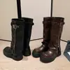 Botas de pantalón largo europeas y americanas para mujer, verano 2024, nuevas, punta redonda, suela gruesa, estilo dulce y fresco, botas de jinete para chica popular