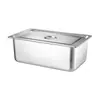 Recipiente de Porción de Acero Inoxidable 304 con Tapa Rectangular Caja de Exhibición Malatang Plato Aislante de Restaurante Camión de Comida Rápida Comida