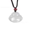 Collar con colgante de calcedonia blanca transparente natural de la paz, amuleto de calabaza de jade, Buda, cadena de clavícula de estilo chino de alta gama, nuevo