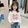 H2487 # Camiseta de Manga Longa Infantil Camada Base para Meninas Novo Estilo 2025 Algodão Puro Primavera e Outono Moda Bebê Tops