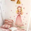 BRUP Vestido Rosa Floral Acuarela Niña Pegatina de Pared Autoadhesiva Habitación de Niña Puerta Habitación Infantil Pegatina Decoración de Pared HS5588E