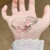 Pulsera de Flor de Durazno Rosa con Manchas para Mujer 2025 Nuevo Estilo Antiguo Chino Pulsera de Esmalte para Regalo de Cumpleaños de Novia