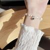 Pulseira barroca de pérolas naturais de água doce 925 prata esterlina pequena bola leve luxo ins design versátil pulseira pequena livro vermelho