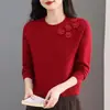 Suéter de tricô floral 3D 2026, pulôver curto feminino, novo estilo outono/inverno, camada base fashion, top versátil, moderno
