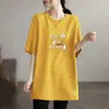 Camiseta de Manga Corta Talla Grande para Mujer, Verano Holgada, Estilo Coreano Adelgazante, Top Versátil de Longitud Media que Cubre las Caderas, Vestido Camiseta