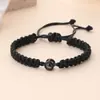 Pulsera Tejida Negra Estilo Étnico Transfronteriza con Proyección de 100 Idiomas en Acero Inoxidable para Mujer, Minimalista de Nicho al por Mayor