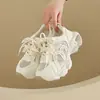 Tênis Chunky de Malha Estilo Coreano para Mulheres 2026 Verão Novo Sola Grossa Aumenta Altura Respirável Estudante Esportivo Casual Tênis de Corrida
