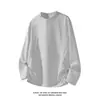 Camiseta de algodón china estilo americano, corte limpio, peso pesado, manga larga para hombre, primavera y otoño, diseño acanalado, sudadera tipo pullover oversized