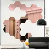 12 piezas de pegatinas de pared de espejo hexagonal acrílico DIY autoadhesivas para sala de estar porche pasillo escaleras pegatinas de espejo