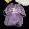 Camiseta de Manga Corta Estilo Americano Tie-Dye para Hombre, Verano 2026 Nueva Estampado de Letras Marca de Moda Ins High Street Holgada Cuello Redondo Media Manga
