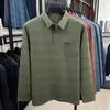 Camisa Polo Masculina Outono/Inverno 2025 Camiseta Masculina de Manga Longa Casual de Negócios Bolso Real Listrada Top de Pai