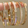 Pulseira de Aço Inoxidável 304 que Não Desbota Venda Quente Transfronteiriça Tendência Versátil Pulseira Feminina Cravejada com Diamantes Ouro 18K a Vácuo