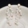 Pendientes de Perla Geométricos Estilo Europeo y Americano, Retro Elegantes, Simples y Versátiles, Pendientes Largos con Colgante de Borla para Mujer