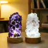 Lámpara de noche de cristal natural transfronteriza, lámpara de pilar de piedra cruda de cristal, luz ambiental de mesita de noche enchufable por USB, venta al por mayor de lámparas de cristal