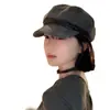 Hebilla de Cinturón Retro Japonesa Boina de Gamuza para Mujer, Uso Diario Artístico, Circunferencia de Cabeza Grande, Sombrero de Pintor de Nubes de Alta Gama, Moderno