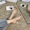Sandalias de tacón grueso para mujer talla grande, chanclas de tacón alto, nuevos estilos de verano para uso en exteriores, colección de verano 2023, sandalias de punta cuadrada, versátiles y fáciles de combinar