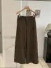 KEKEZOON Cielo Estrellado Medio Elástico Cintura Alta Color Sólido Pierna Recta Adelgazante Casual Petite Pantalones de Nueve Puntos Mujer 9325