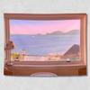Tela de Fondo para Ventana con Vista al Mar Estilo ins Fresca Habitación Dormitorio Mesita de Noche Dormitorio Vivienda de Alquiler Renovación Casa de Huéspedes Decorativa Tela de Pared Tapiz