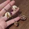 Nuevos Pendientes de Frutas y Plantas Hechos a Mano Estilo Chino Retro Piña de Bosque Fruta Seca Literaria Ganchos para Orejas Pendientes Creativos de Nicho para Mujeres