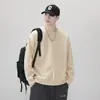 Camiseta de Manga Larga para Hombre, Sudadera de Peso Pesado con Cuello Redondo de Color Sólido, Holgada y Versátil, Top Básico Otoño 2026