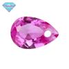 Huagang gem único furo em forma de pêra 3# anel de corindo vermelho superfície nua pedra em forma de gota rubi sintético artificial Não. 3