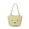 Bolsa de Paja Linda con Cara Sonriente Estilo Ins, Bolso de Mano Tejido Rayado para Vacaciones de Verano, Bolso Tote Versátil Fresco de Nicho