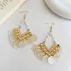 Pendientes de Borla de Concha Retro Franceses Súper Hada Lujo Accesible Exagerado Gama Alta Nicho Oreja Colgante Pendientes de Perla Oreja Colgante