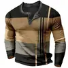 Camiseta de Manga Larga a Cuadros Retro para Hombre Top Gráfico a Cuadros Camiseta de Manga Larga Impresa en 3D Talla Grande Camisa Henley Superior para Hombre