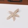 Horquilla de estilo coreano con forma de estrella de mar y perla, de metal, con diamantes, con clip de pico de pato, para flequillo, con clip lateral y clip superior para mujer.
